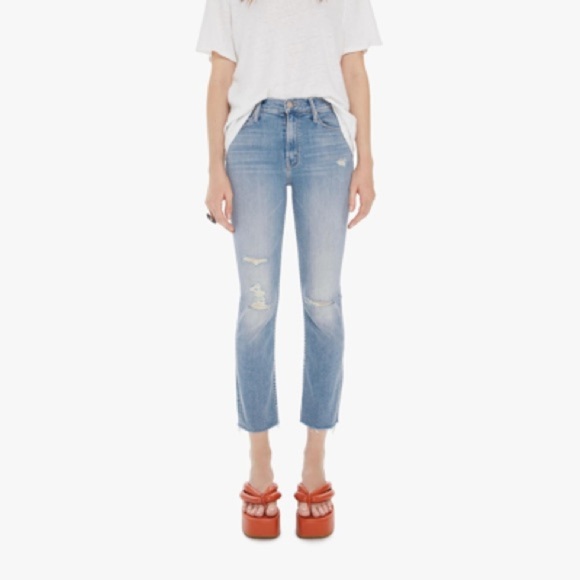 Mother Denim The Mid Rise Dazzler Ankle Fray Weekend Kitten Jeans Distressed - Picture 1 of 8